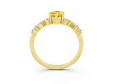 Yellow gold Pear Cut Yellow Sapphire Scattered Round Accent Ring with Prong Setting_15