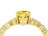Yellow gold Pear Cut Yellow Sapphire Scattered Round Accent Ring with Prong Setting_16