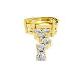 Yellow gold Pear Cut Yellow Sapphire Scattered Round Accent Ring with Prong Setting_17