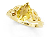Yellow gold Pear Cut Yellow Sapphire Solitaire Celtic Knot Ring with Four-Prong Setting_37