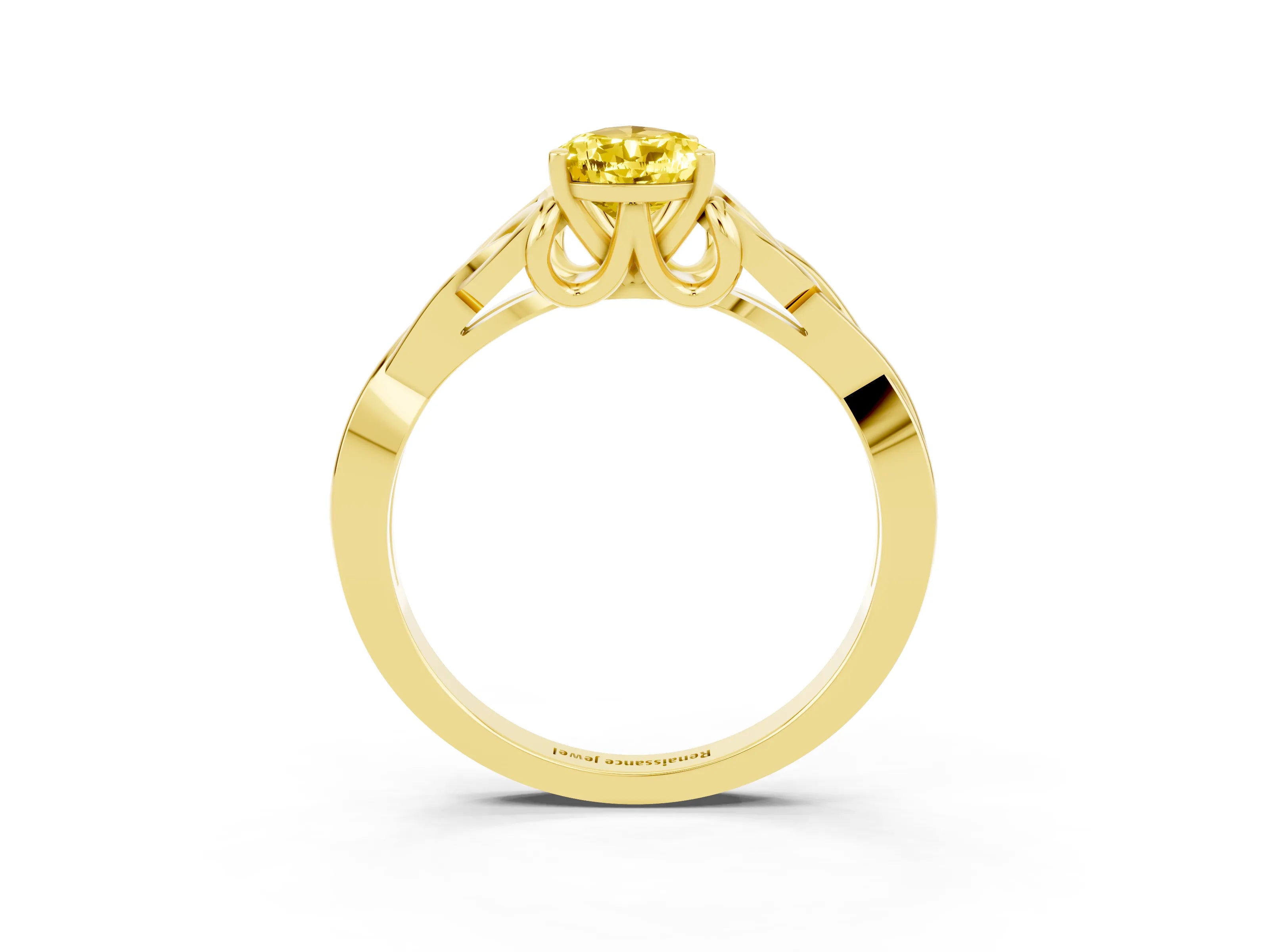 Yellow gold Pear Cut Yellow Sapphire Solitaire Celtic Knot Ring with Four-Prong Setting_39