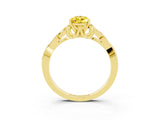 Yellow gold Pear Cut Yellow Sapphire Solitaire Celtic Knot Ring with Four-Prong Setting_39