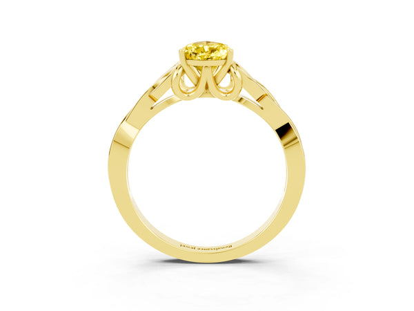 Yellow gold Pear Cut Yellow Sapphire Solitaire Celtic Knot Ring with Four-Prong Setting