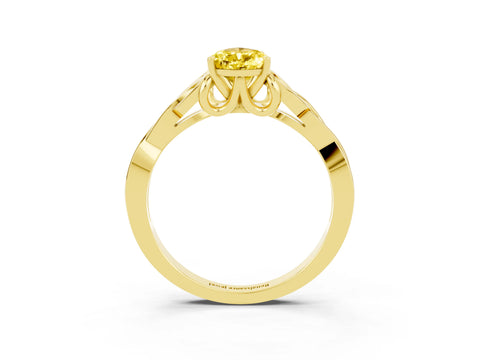 Yellow gold Pear Cut Yellow Sapphire Solitaire Celtic Knot Ring with Four-Prong Setting_39