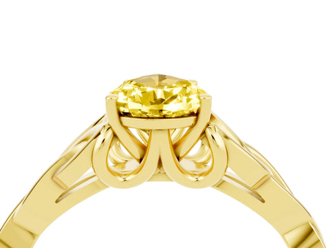 Yellow gold Pear Cut Yellow Sapphire Solitaire Celtic Knot Ring with Four-Prong Setting_40