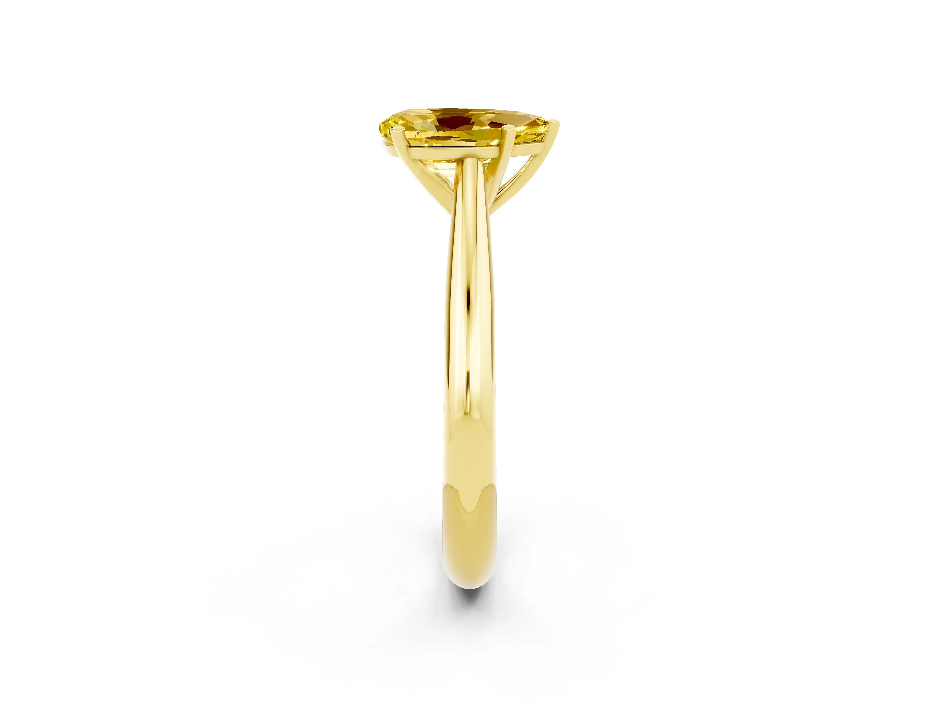 Yellow gold Pear Cut Yellow Sapphire Solitaire Engagement Ring with Cathedral Setting and Four-Prong Mount_14