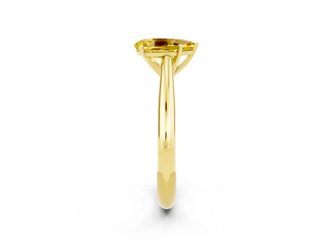 Yellow gold Pear Cut Yellow Sapphire Solitaire Engagement Ring with Cathedral Setting and Four-Prong Mount_14