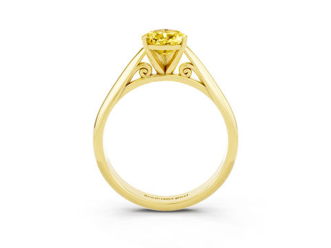 Yellow gold Pear Cut Yellow Sapphire Solitaire Engagement Ring with Cathedral Setting and Four-Prong Mount_15
