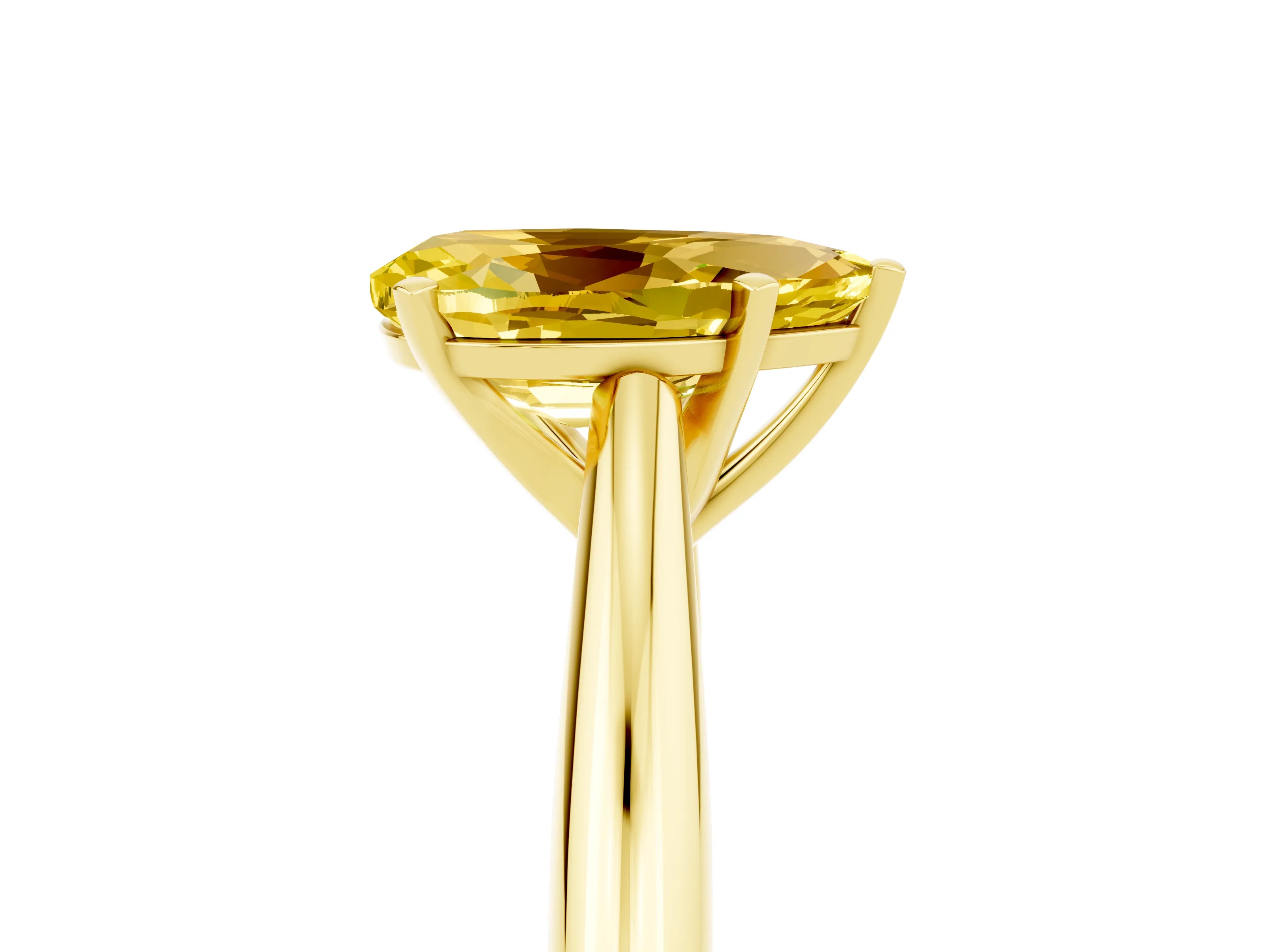 Yellow gold Pear Cut Yellow Sapphire Solitaire Engagement Ring with Cathedral Setting and Four-Prong Mount_17