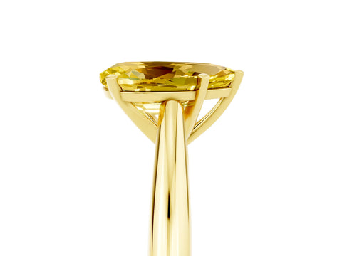 Yellow gold Pear Cut Yellow Sapphire Solitaire Engagement Ring with Cathedral Setting and Four-Prong Mount_17