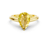 Yellow gold Pear Cut Yellow Sapphire Solitaire Engagement Ring with Cathedral Setting and Four-Prong Mount_18