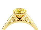 Yellow gold Pear Cut Yellow Sapphire Solitaire Engagement Ring with Cathedral Setting and Four-Prong Mount_22