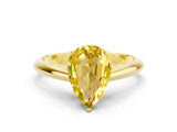 Yellow gold Pear Cut Yellow Sapphire Solitaire Engagement Ring with Cathedral Setting and Four-Prong Mount_24