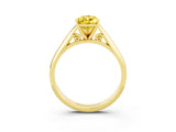 Yellow gold Pear Cut Yellow Sapphire Solitaire Engagement Ring with Cathedral Setting and Four-Prong Mount_27