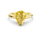 Yellow gold Pear Cut Yellow Sapphire Solitaire Engagement Ring with Cathedral Setting and Four-Prong Mount_78