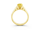 Yellow gold Pear Cut Yellow Sapphire Solitaire Engagement Ring with Cathedral Setting and Four-Prong Mount_81