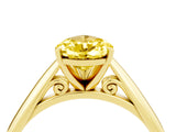 Yellow gold Pear Cut Yellow Sapphire Solitaire Engagement Ring with Cathedral Setting and Four-Prong Mount_82