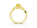 Yellow gold Pear Cut Yellow Sapphire Solitaire Engagement Ring with Celtic Knot Band and Four-Prong Setting_27
