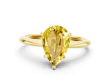 Yellow gold Pear Cut Yellow Sapphire Solitaire Engagement Ring with Classic Band and Four-Prong Setting_24