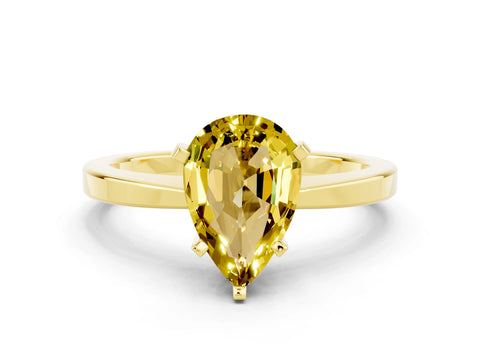 Yellow gold Pear Cut Yellow Sapphire Solitaire Engagement Ring with Classic Band and Four-Prong Setting_50