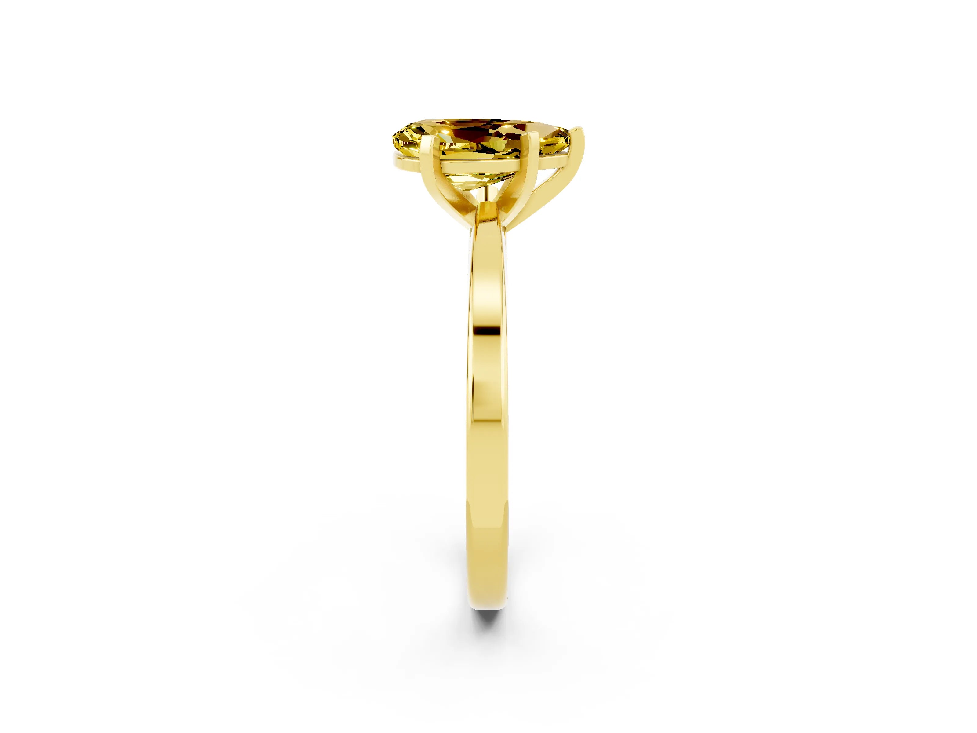 Yellow gold Pear Cut Yellow Sapphire Solitaire Engagement Ring with Classic Band and Four-Prong Setting_52