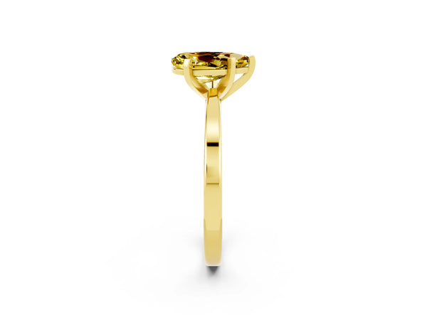 Yellow gold Pear Cut Yellow Sapphire Solitaire Engagement Ring with Classic Band and Four-Prong Setting