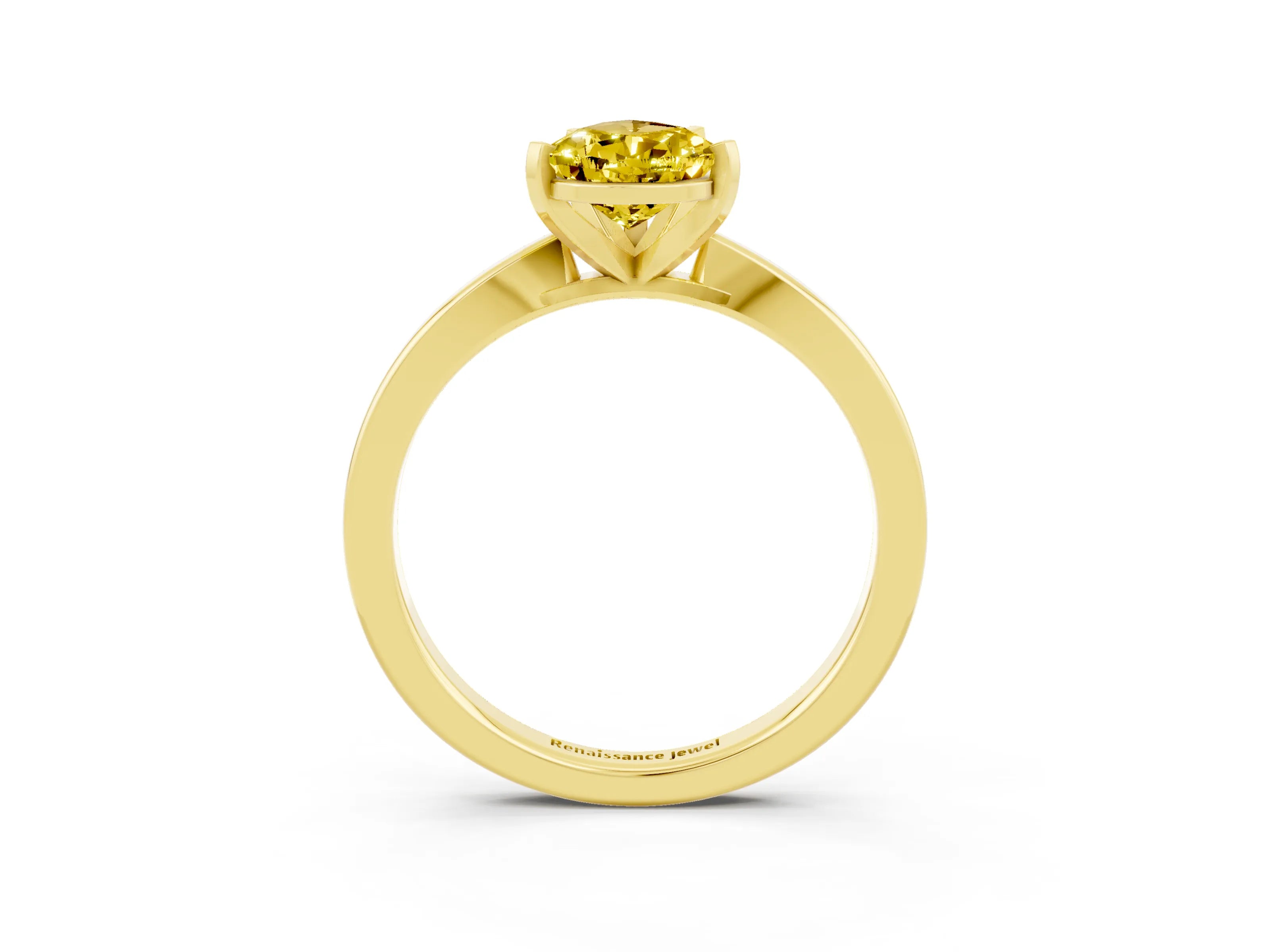Yellow gold Pear Cut Yellow Sapphire Solitaire Engagement Ring with Classic Band and Four-Prong Setting_53