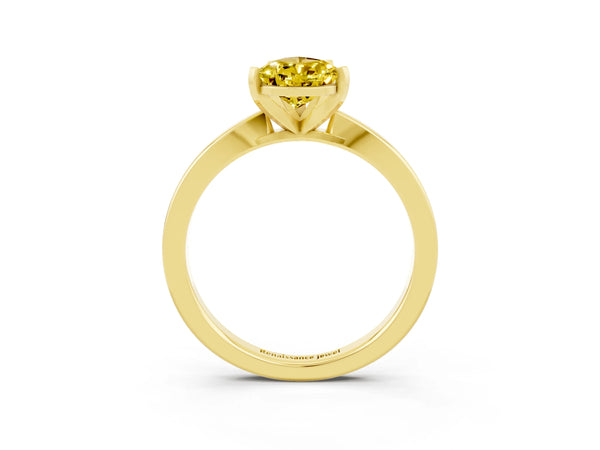 Yellow gold Pear Cut Yellow Sapphire Solitaire Engagement Ring with Classic Band and Four-Prong Setting