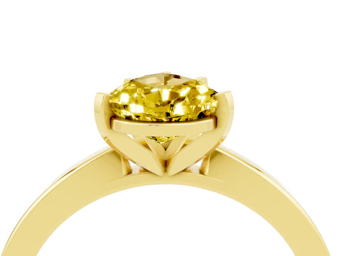 Yellow gold Pear Cut Yellow Sapphire Solitaire Engagement Ring with Classic Band and Four-Prong Setting_54