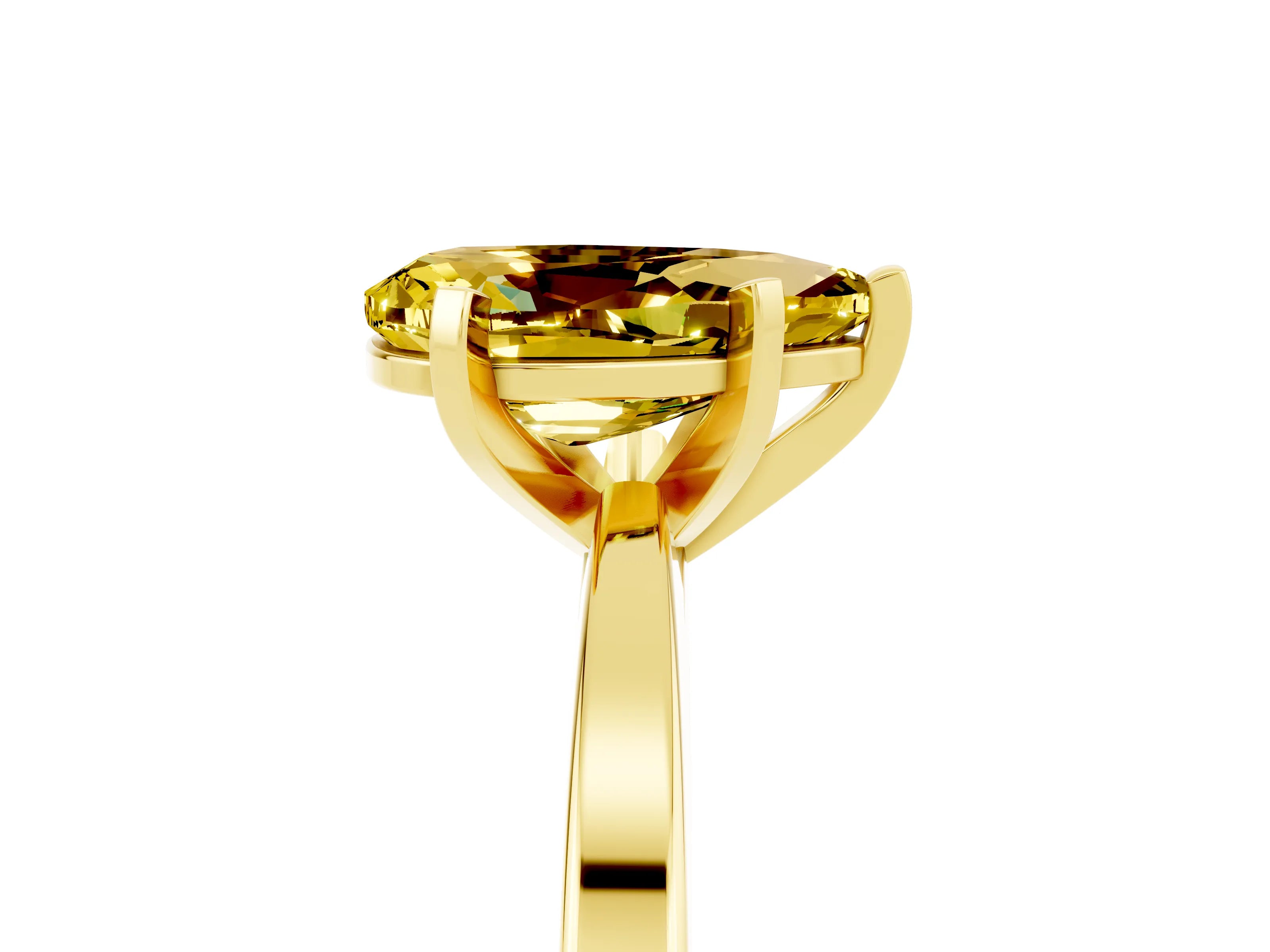 Yellow gold Pear Cut Yellow Sapphire Solitaire Engagement Ring with Classic Band and Four-Prong Setting_55