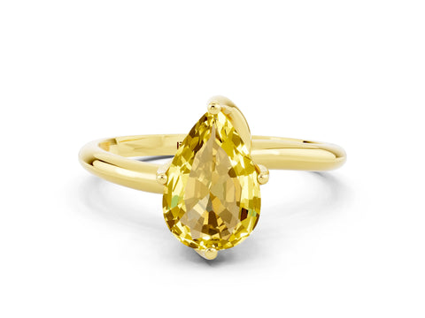 Yellow gold Pear Cut Yellow Sapphire Solitaire Engagement Ring with Four-Prong Setting and Classic Band_12