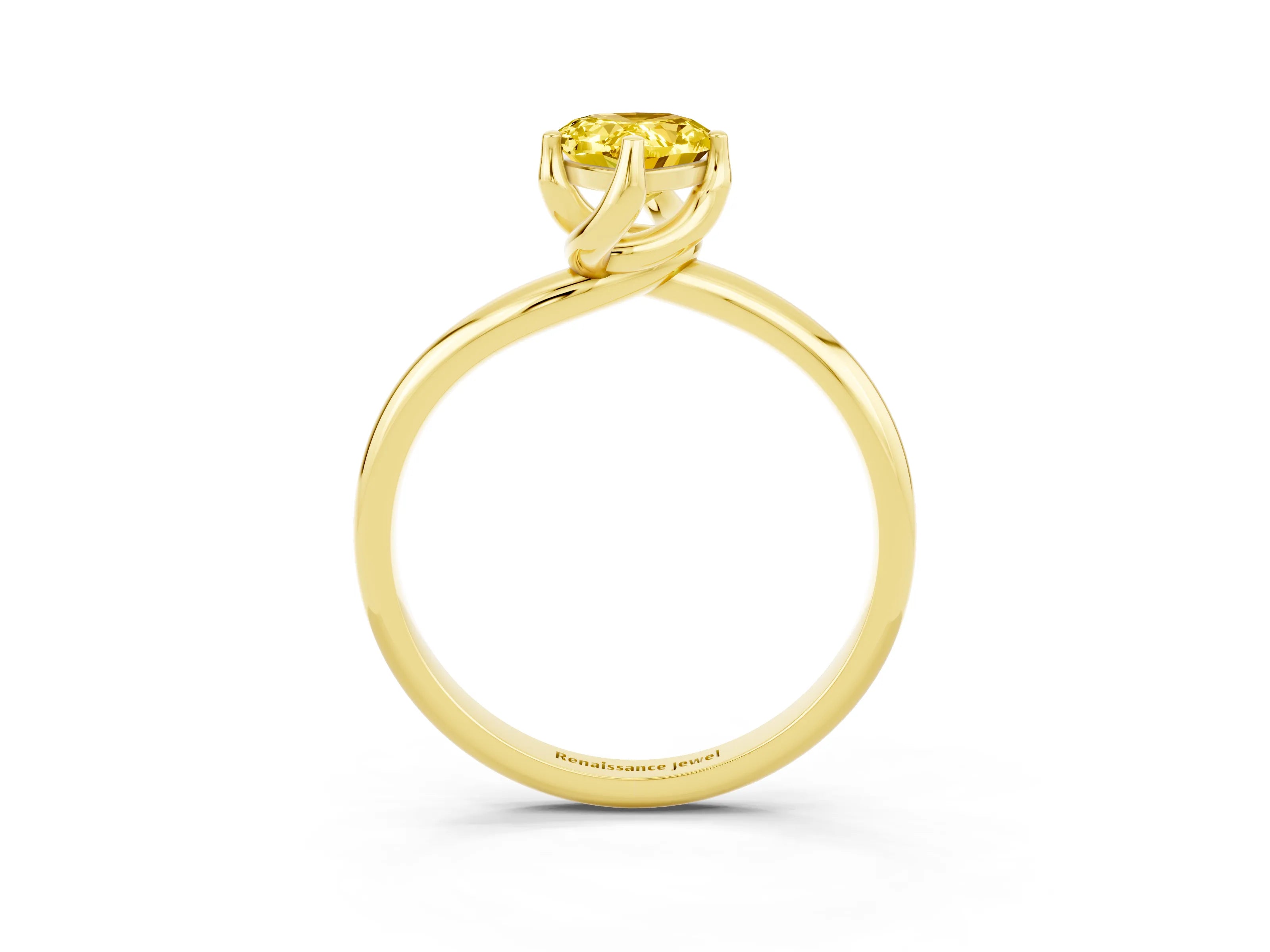 Yellow gold Pear Cut Yellow Sapphire Solitaire Engagement Ring with Four-Prong Setting and Classic Band_15