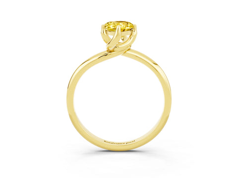 Yellow gold Pear Cut Yellow Sapphire Solitaire Engagement Ring with Four-Prong Setting and Classic Band_15
