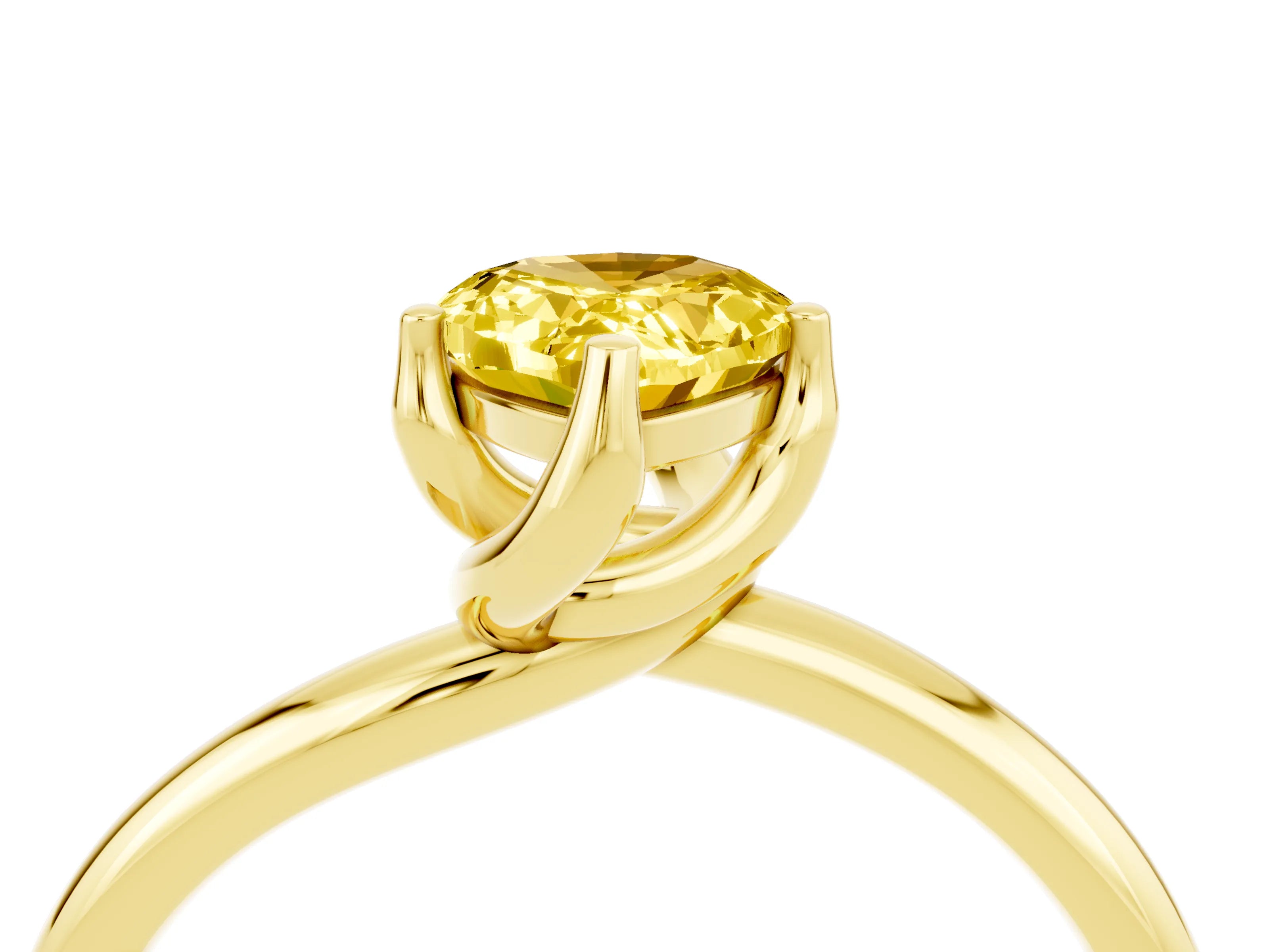 Yellow gold Pear Cut Yellow Sapphire Solitaire Engagement Ring with Four-Prong Setting and Classic Band_16