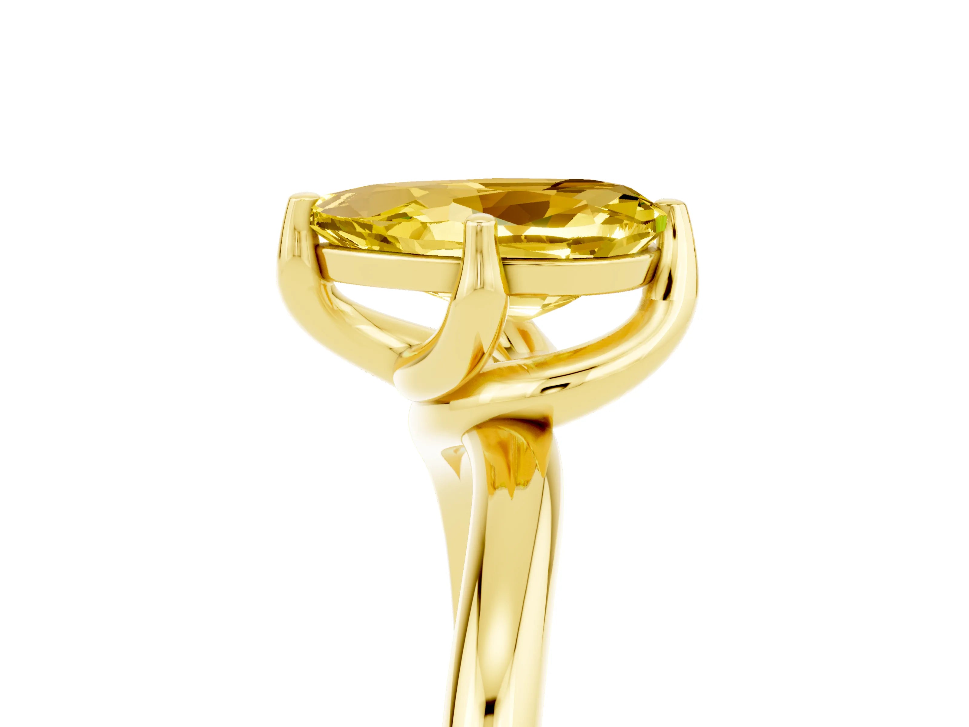 Yellow gold Pear Cut Yellow Sapphire Solitaire Engagement Ring with Four-Prong Setting and Classic Band_17