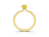 Yellow gold Pear Cut Yellow Sapphire Solitaire Engagement Ring with Pavé Band and Four-Prong Setting_27