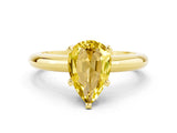 Yellow gold Pear Cut Yellow Sapphire Solitaire Engagement Ring with Round Band and Four-Prong Setting_24