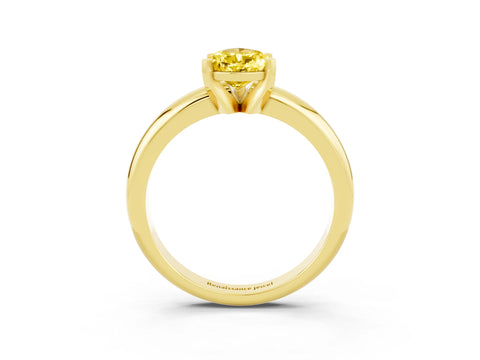 Yellow gold Pear Cut Yellow Sapphire Solitaire Engagement Ring with Round Band and Four-Prong Setting_27