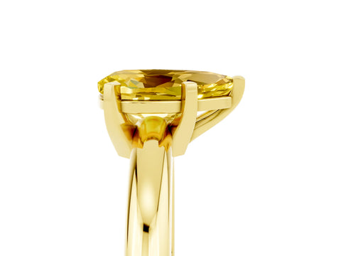 Yellow gold Pear Cut Yellow Sapphire Solitaire Engagement Ring with Round Band and Four-Prong Setting_29
