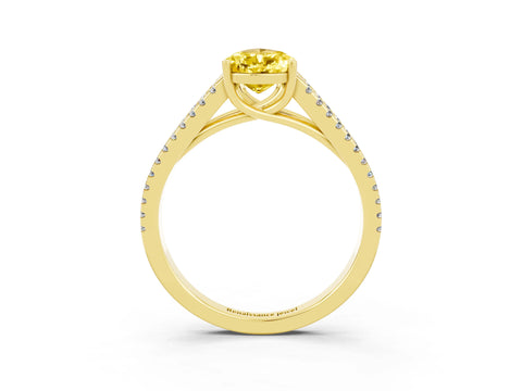 Yellow gold Pear Cut Yellow Sapphire Solitaire Engagement Ring with Split Shank Pavé Band_15