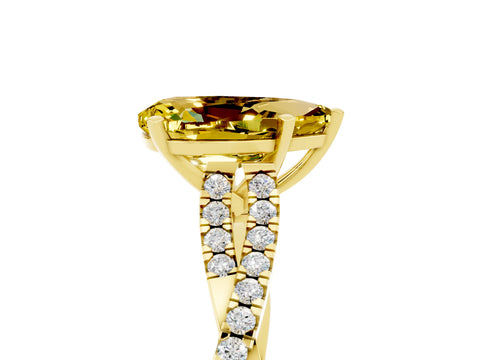 Yellow gold Pear Cut Yellow Sapphire Solitaire Engagement Ring with Twisted Pavé Band and Four-Prong Setting_17