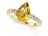 Yellow gold Pear Cut Yellow Sapphire Solitaire Pavé Band with Four-Prong Setting_25