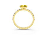 Yellow gold Pear Cut Yellow Sapphire Solitaire Pavé Band with Four-Prong Setting_27