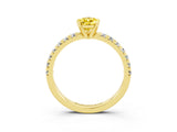Yellow gold Pear Cut Yellow Sapphire Solitaire Pavé Engagement Ring with Round Band and Prong Setting_15