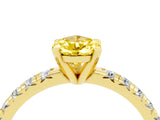Yellow gold Pear Cut Yellow Sapphire Solitaire Pavé Engagement Ring with Round Band and Prong Setting_16