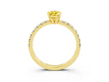 Yellow gold Pear Cut Yellow Sapphire Solitaire Pavé Engagement Ring with Round Band and Prong Setting_75