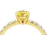 Yellow gold Pear Cut Yellow Sapphire Solitaire Pavé Engagement Ring with Round Band and Prong Setting_76