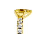 Yellow gold Pear Cut Yellow Sapphire Solitaire Pavé Engagement Ring with Round Band and Prong Setting_77
