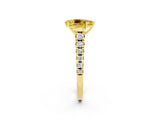 Yellow gold Pear Cut Yellow Sapphire Solitaire Ring with Cathedral Setting and Pavé Band_26