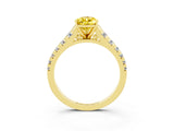 Yellow gold Pear Cut Yellow Sapphire Solitaire Ring with Cathedral Setting and Pavé Band_27